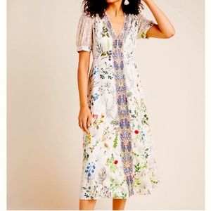 Anthropologie Donna Floral Midi dress size XS